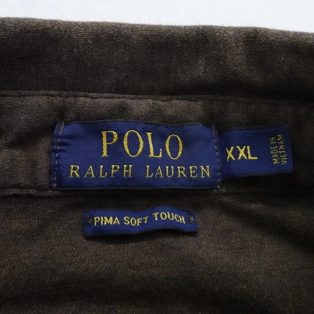 Polo Ralph Lauren Polo Shirt Mens 2XL Brown Pima Soft Touch Golf Preppy Pony